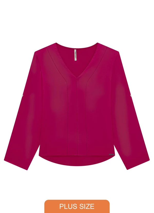 Lunender Mais Mulher - Blusa Plus Size com Martingale na Manga Rosa