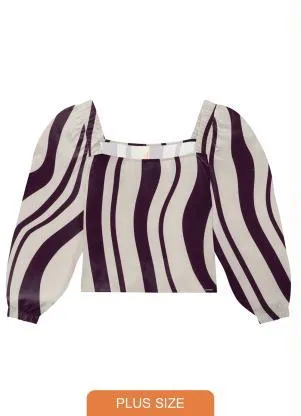 Lunender Mais Mulher - Blusa Plus Size Cropped em Viscose Roxo - LUNENDER MAIS MULHER