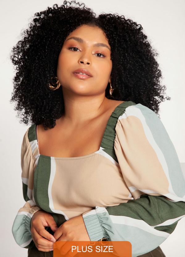 Lunender Mais Mulher - Blusa Plus Size Cropped em Viscose Verde