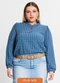 Secret Glam - Blusa Plus Size em Air Flow Xadrez Azul - variação: Azul