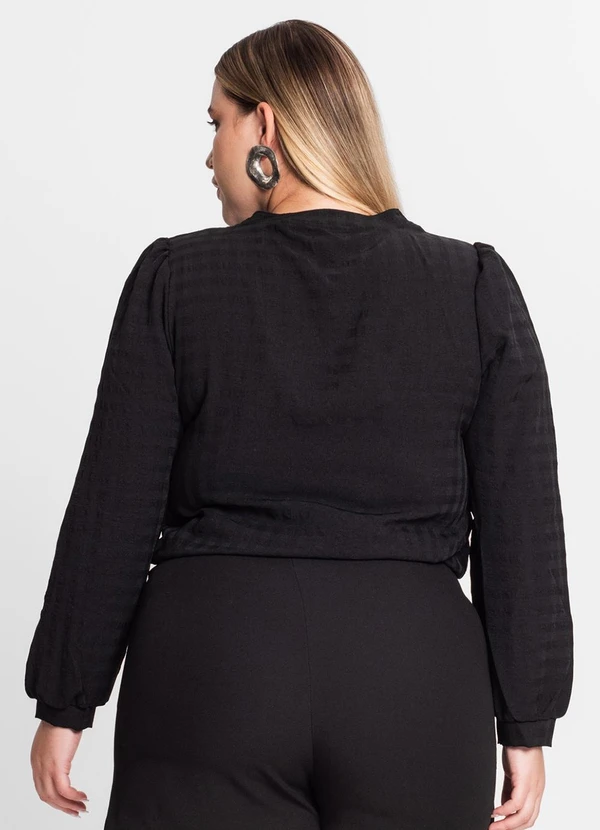 Secret Glam - Blusa Plus Size em Air Flow Xadrez Preto 2