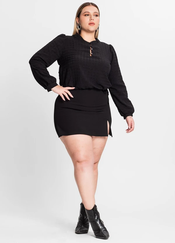 Secret Glam - Blusa Plus Size em Air Flow Xadrez Preto 3