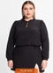 Secret Glam - Blusa Plus Size em Air Flow Xadrez Azul - variação: Preto