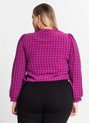 Secret Glam - Blusa Plus Size em Air Flow Xadrez Roxo - SECRET GLAM