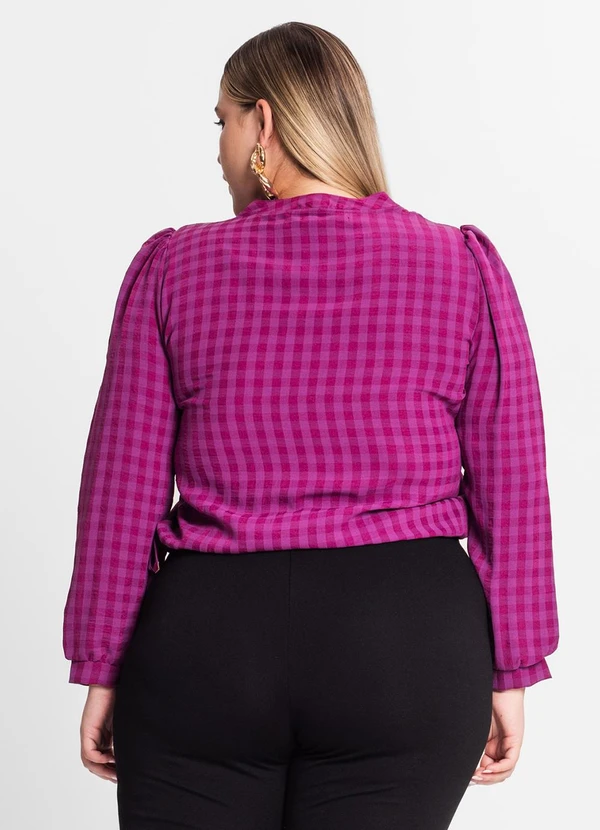 Secret Glam - Blusa Plus Size em Air Flow Xadrez Roxo 2