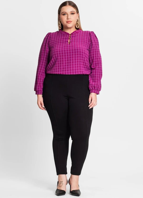 Secret Glam - Blusa Plus Size em Air Flow Xadrez Roxo 3