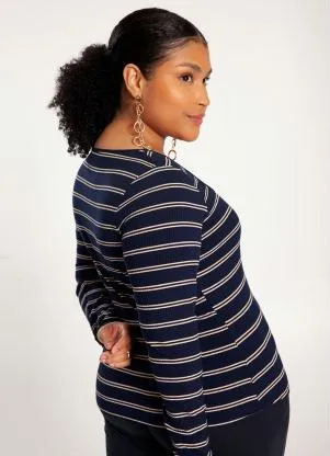 Lunender Mais Mulher - Blusa Plus Size em Malha Azul - LUNENDER MAIS MULHER