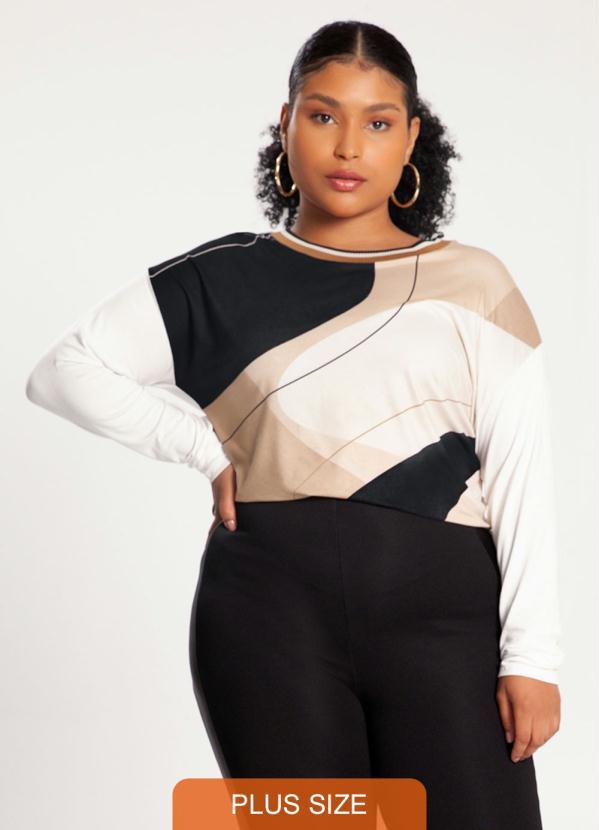 Lunender Mais Mulher - Blusa Plus Size em Malha Bege