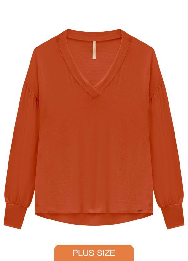 Lunender Mais Mulher - Blusa Plus Size em Malha Laranja