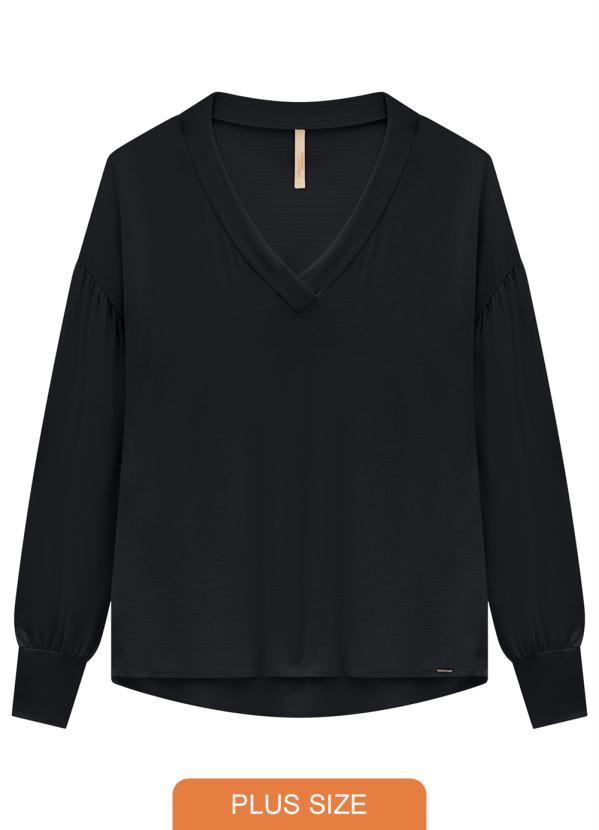 Lunender Mais Mulher - Blusa Plus Size em Malha Preto
