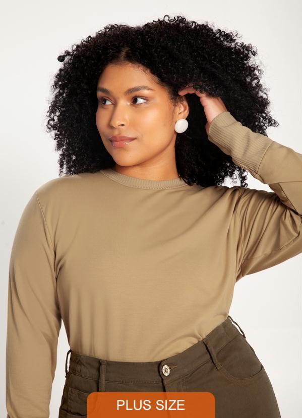 Lunender Mais Mulher - Blusa Plus Size em Moletom Bege 2