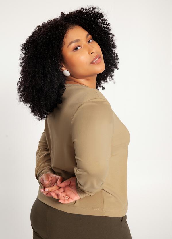 Lunender Mais Mulher - Blusa Plus Size em Moletom Bege 1