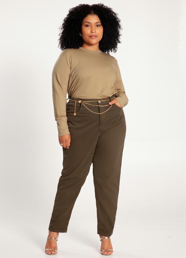 Lunender Mais Mulher - Blusa Plus Size em Moletom Bege 3