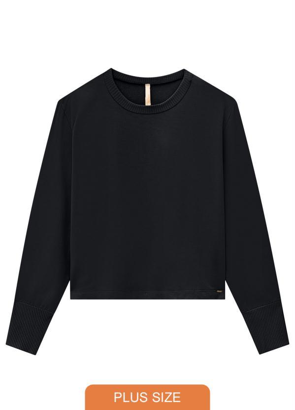 Lunender Mais Mulher - Blusa Plus Size em Moletom Preto