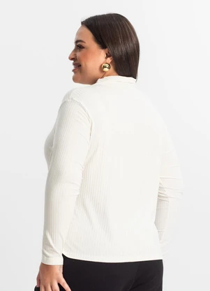 Secret Glam - Blusa Plus Size em Ribana Canelada  Bege - SECRET GLAM
