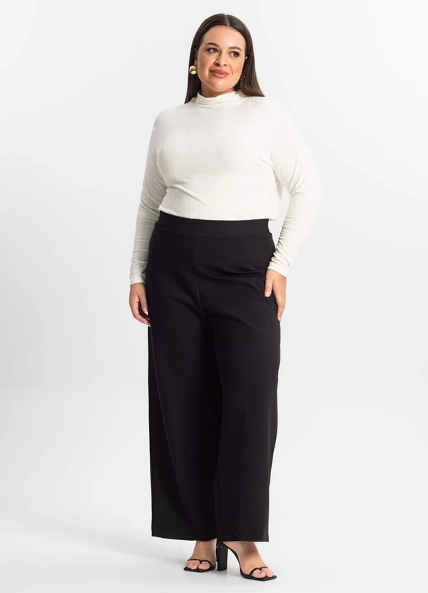 Secret Glam - Blusa Plus Size em Ribana Canelada  Bege