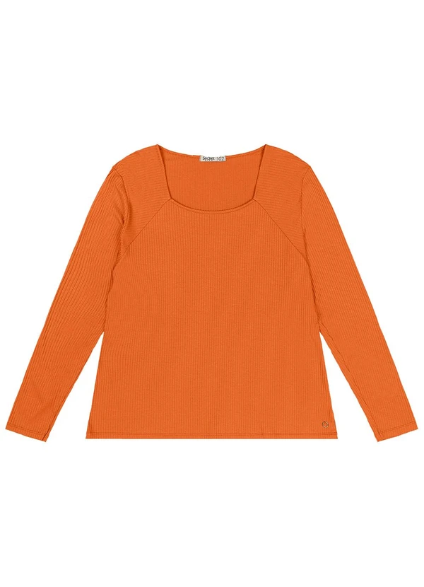 Secret Glam - Blusa Plus Size em Ribana Canelada  Laranja 4