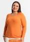 Secret Glam - Blusa Plus Size em Ribana Canelada  Laranja - variação: Laranja