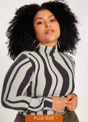 Lunender Mais Mulher - Blusa Plus Size em Viscose com Gola Alta Roxo - LUNENDER MAIS MULHER