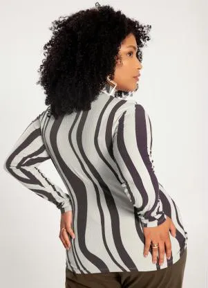 Lunender Mais Mulher - Blusa Plus Size em Viscose com Gola Alta Roxo - LUNENDER MAIS MULHER
