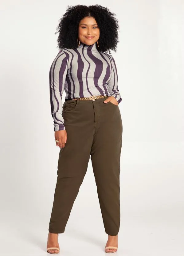 Lunender Mais Mulher - Blusa Plus Size em Viscose com Gola Alta Roxo 1