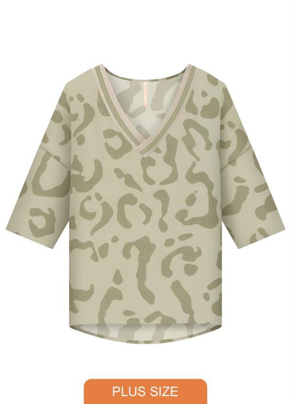 Lunender Mais Mulher - Blusa Plus Size em Viscose com Retilínea Verde