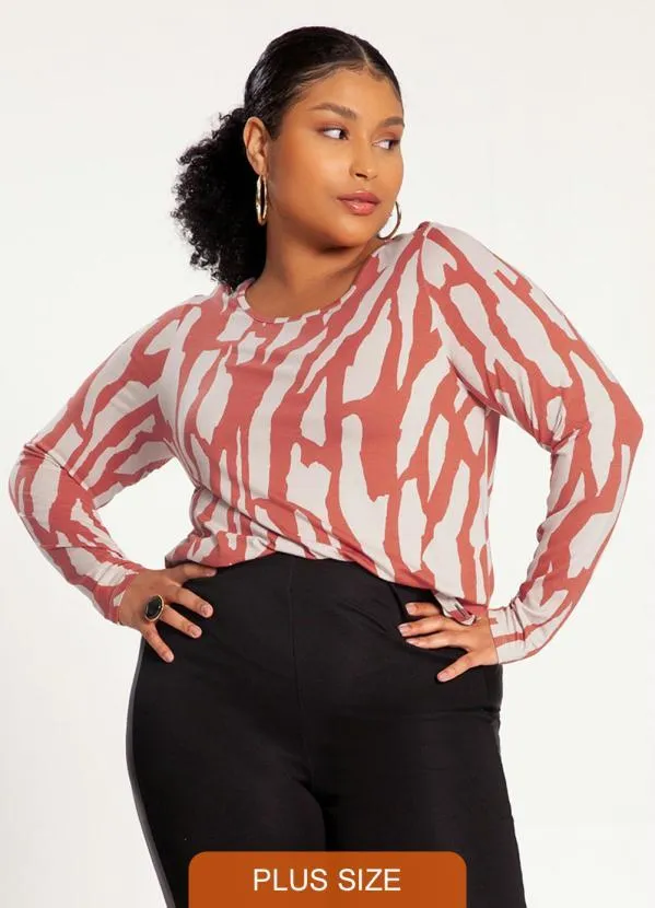 Lunender Mais Mulher - Blusa Plus Size em Viscose Laranja