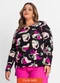 Secret Glam - Blusa Plus Size Estampada em Viscose Bege - variação: Preto