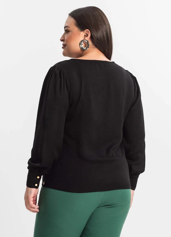 Secret Glam - Blusa Plus Size Feminina Manga Longa Preto 2