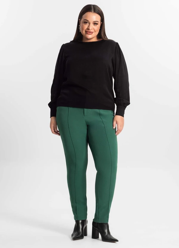 Secret Glam - Blusa Plus Size Feminina Manga Longa Preto