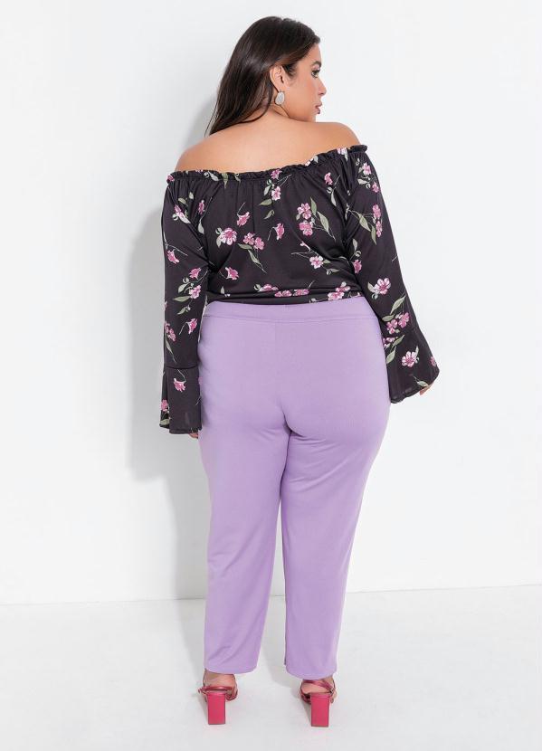 Outlet - Blusa Plus Size Floral Dark Ombro a Ombro 2