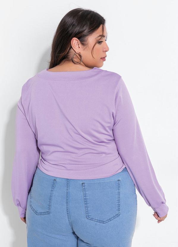 Queima Estoque - Blusa Plus Size Lilás com Franzido 2