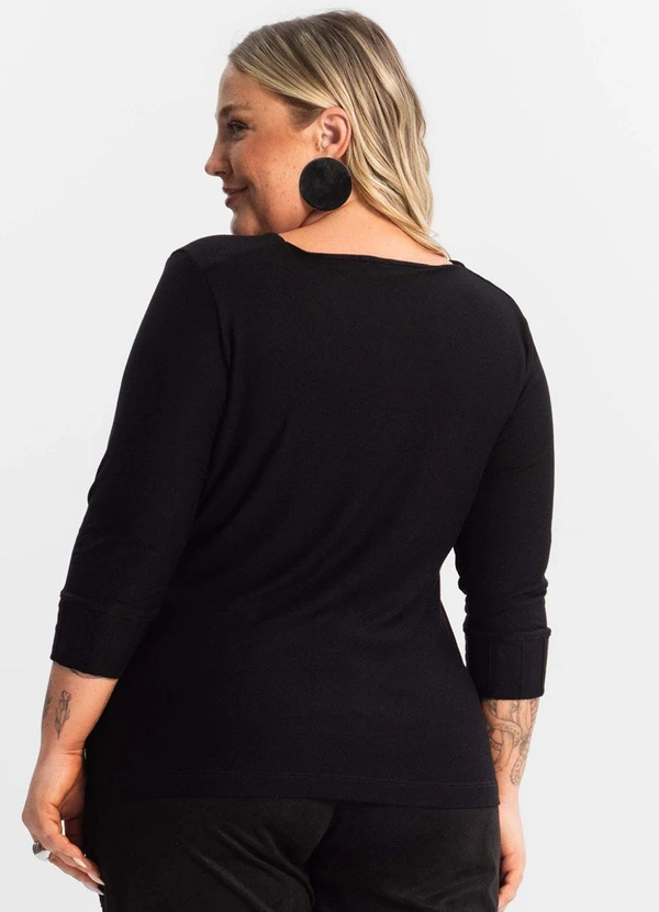 Secret Glam - Blusa Plus Size Manga 3/4 Preto 3