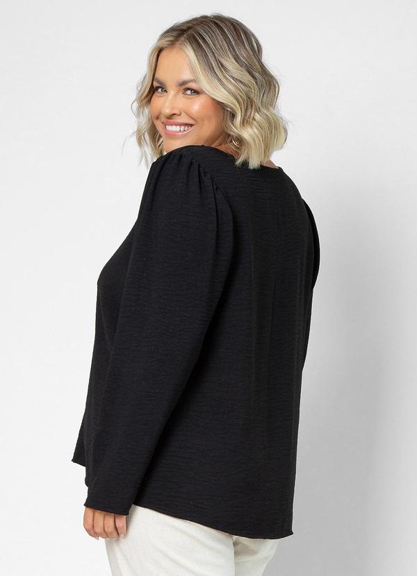Secret Glam - Blusa Plus Size Manga 7/8 Preto 2