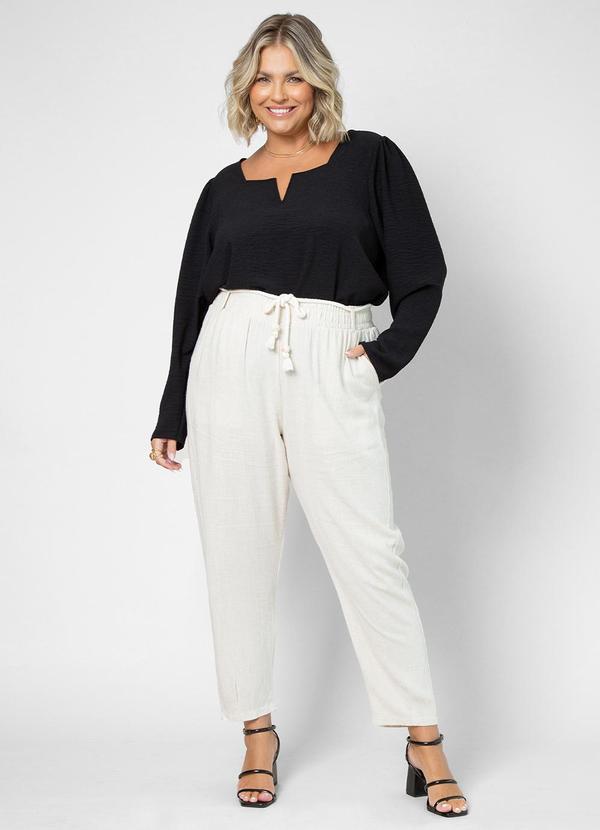 Secret Glam - Blusa Plus Size Manga 7/8 Preto 3