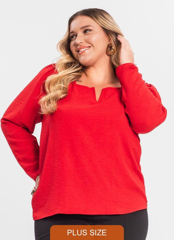Secret Glam - Blusa Plus Size Manga 7/8 Vermelho