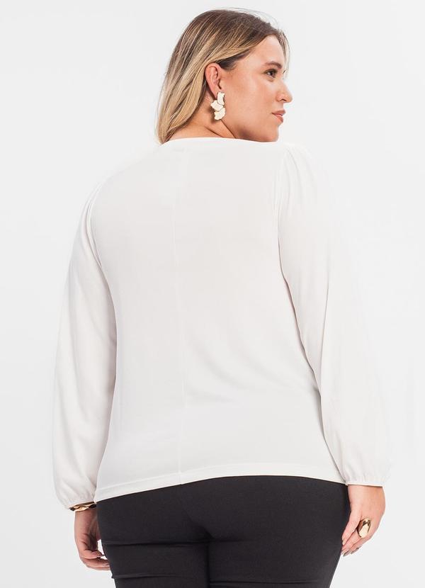 Secret Glam - Blusa Plus Size Manga Longa Bege 1