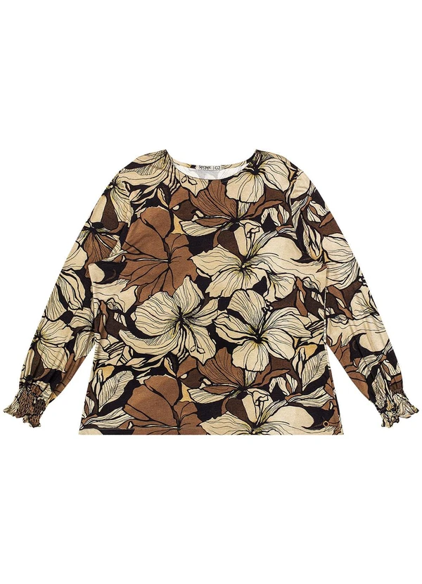 Secret Glam - Blusa Plus Size Manga Longa Feminina Marrom 5