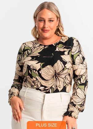 Secret Glam - Blusa Plus Size Manga Longa Feminina Verde - SECRET GLAM