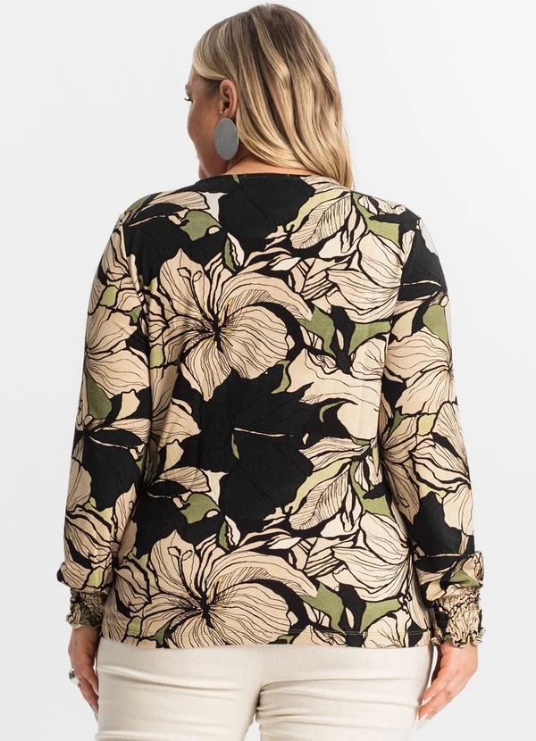 Secret Glam - Blusa Plus Size Manga Longa Feminina Verde 3