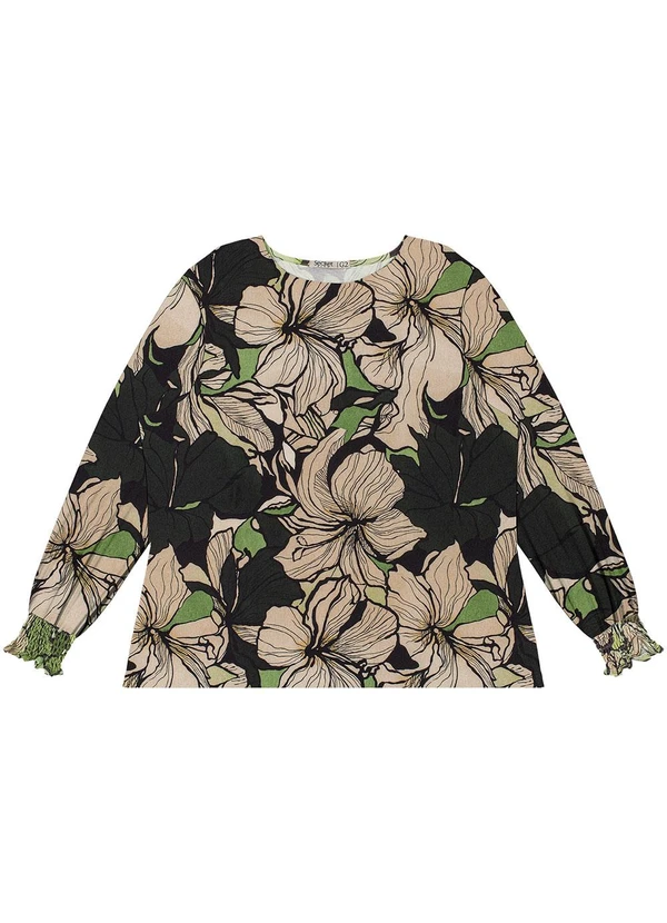 Secret Glam - Blusa Plus Size Manga Longa Feminina Verde 5