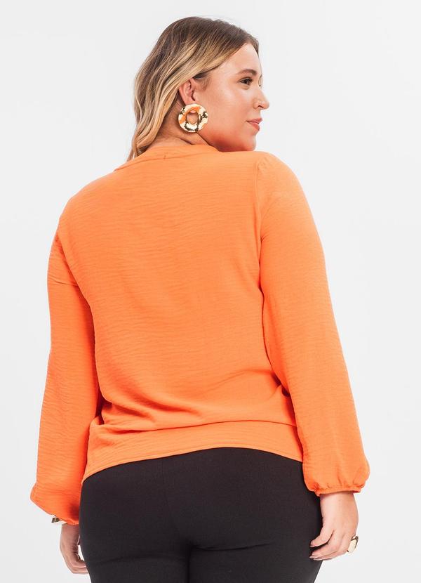 Secret Glam - Blusa Plus Size Manga Longa Laranja 2