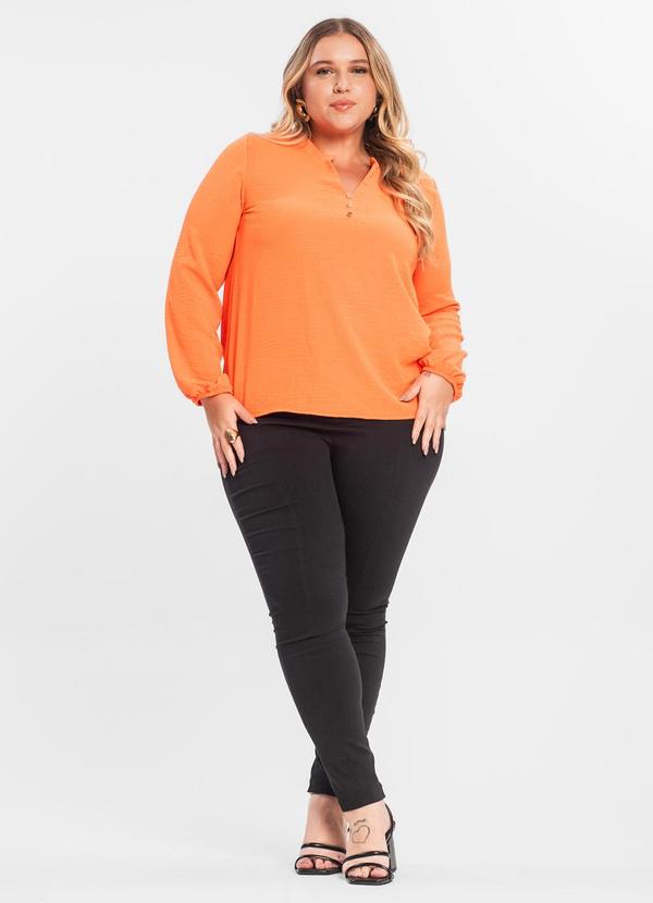 Secret Glam - Blusa Plus Size Manga Longa Laranja 3