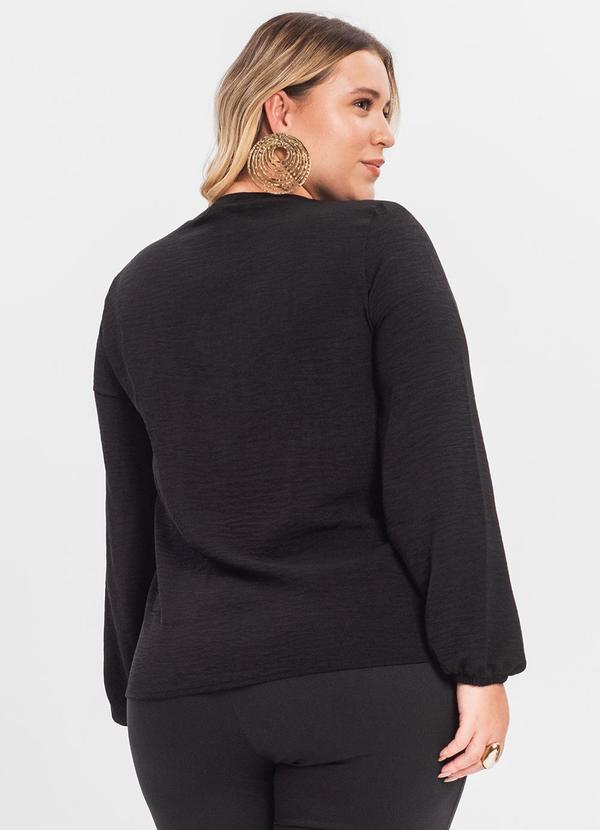 Secret Glam - Blusa Plus Size Manga Longa Preto 2