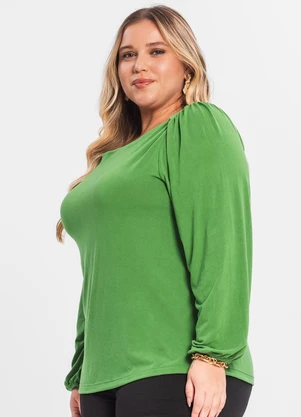 Secret Glam - Blusa Plus Size Manga Longa Verde - SECRET GLAM