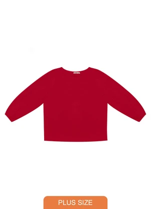 Secret Glam - Blusa Plus Size Manga Longa Vermelho - SECRET GLAM