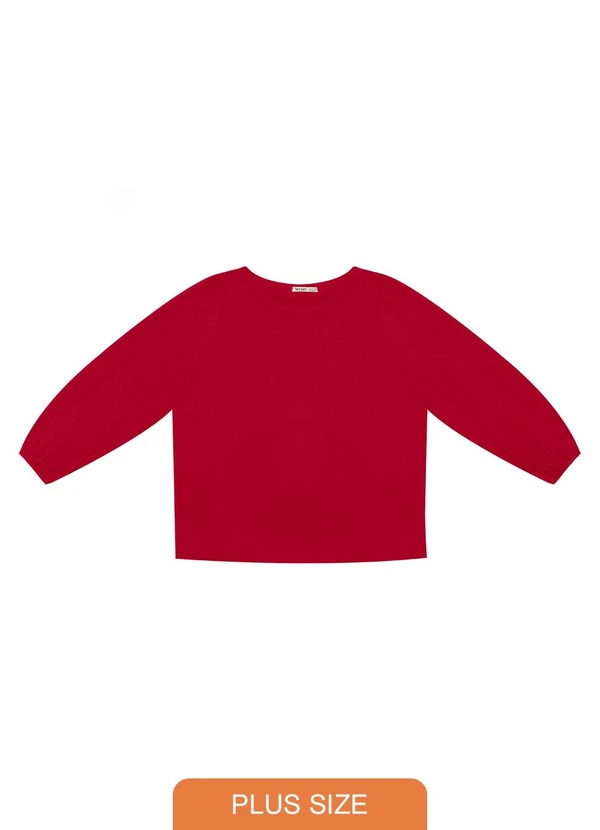 Secret Glam - Blusa Plus Size Manga Longa Vermelho