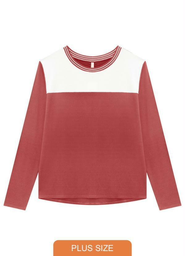 Lunender Mais Mulher - Blusa Plus Size Mullet em Malha Vermelho 1