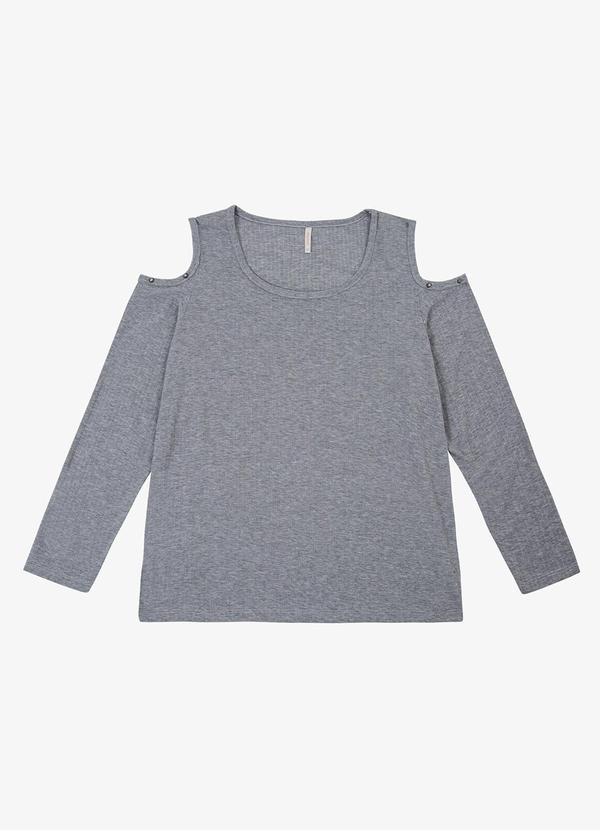 Rovitex - Blusa Plus Size Ribana Canelada Rechsul Cinza