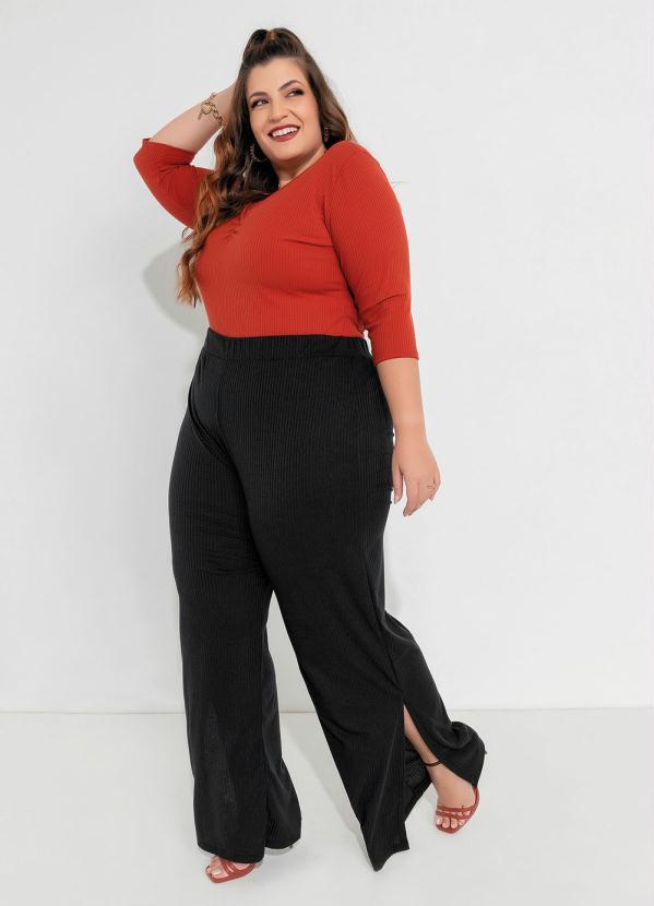 Outlet - Blusa Plus Size Telha com Franzido no Busto 4